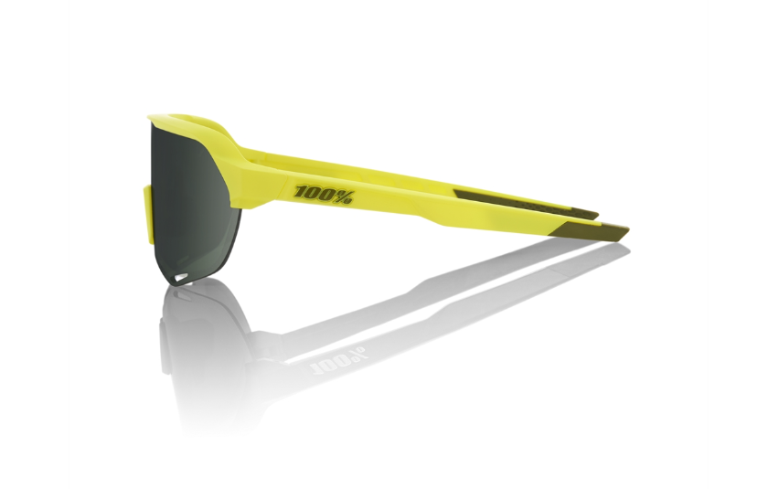 100% S2 sunglasses in soft tact banana yellow frame with grey green lenses