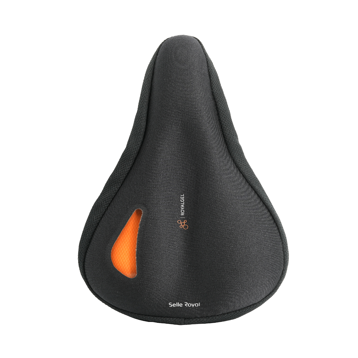 Selle Royal gel bike seat cover in dark grey with orange gel padding