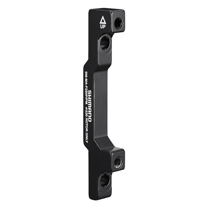 Black Shimano disc brake mount adapter with four mounting holes