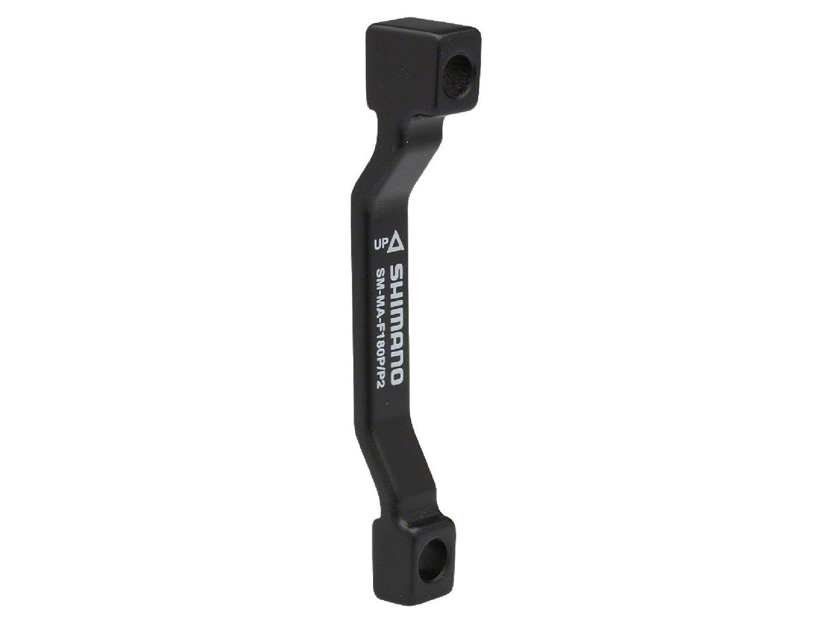 Shimano SM-MA-F180P/P2 disc brake mount adapter in matte black finish