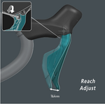 Shimano Dura-Ace ST-R9270 hydraulic disc brake lever showing 16.4mm reach adjustment feature