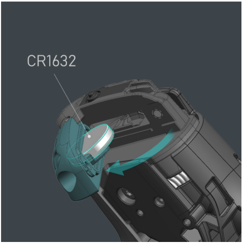 Shimano ST-R9270 Dura-Ace lever battery compartment showing CR1632 coin cell installation