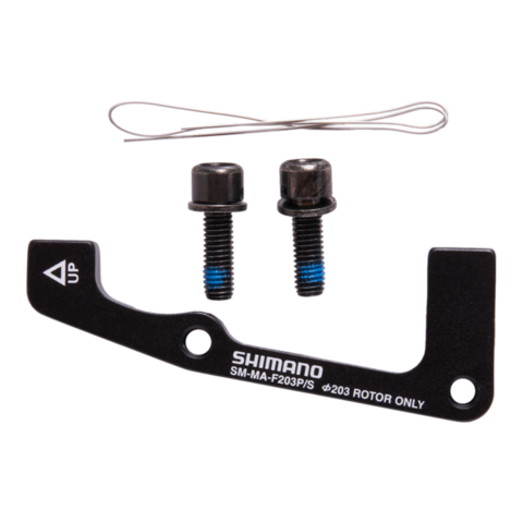 Shimano SM-MA-F203P/S disc brake caliper mount adapter with bolts and wire