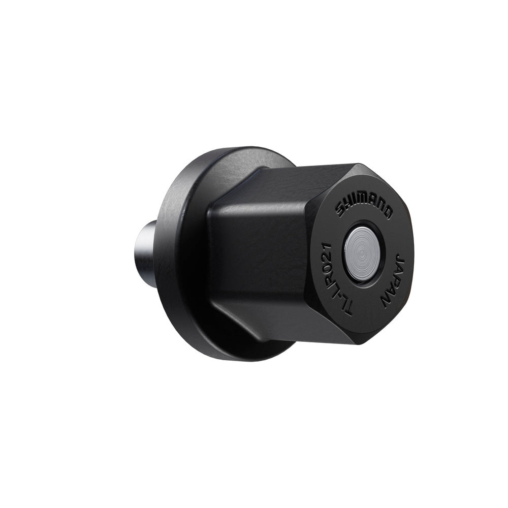 Shimano TL-LR021 black lock ring tool with cylindrical design and branded cap