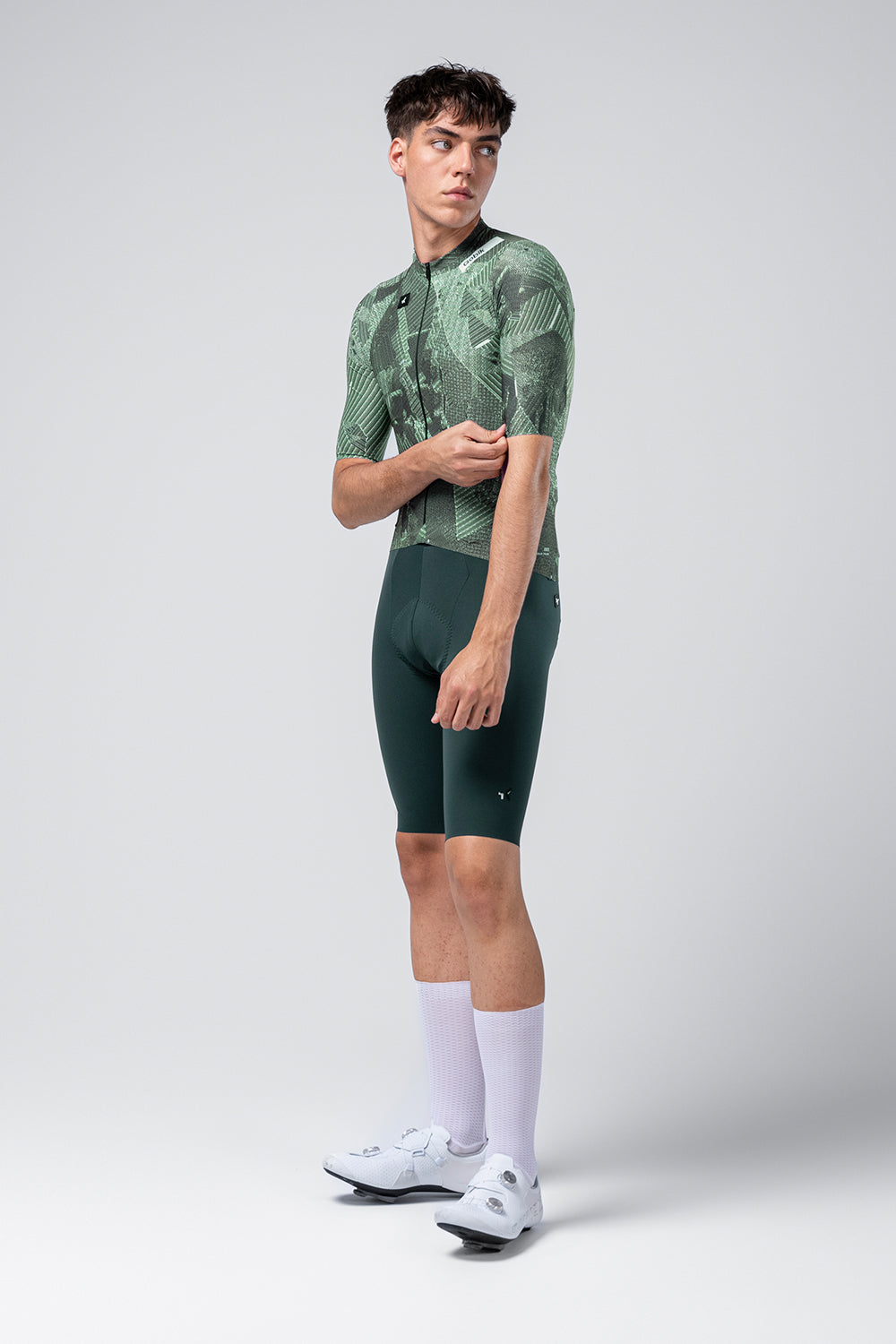 Gobik Attitude 2.0 Short Sleeve Jersey Men's in Crash green tropical leaf pattern
