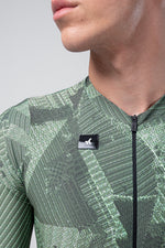 Gobik Attitude 2.0 short sleeve cycling jersey in Crash green circuit board pattern