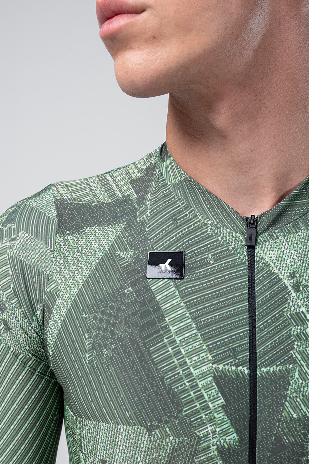 Gobik Attitude 2.0 short sleeve cycling jersey in Crash green circuit board pattern