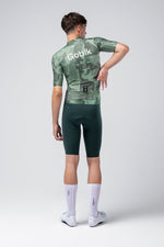 Gobik Attitude 2.0 short sleeve cycling jersey in Crash green tropical pattern, back view