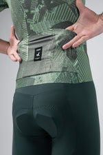 Gobik Attitude 2.0 short sleeve cycling jersey in Crash green geometric pattern