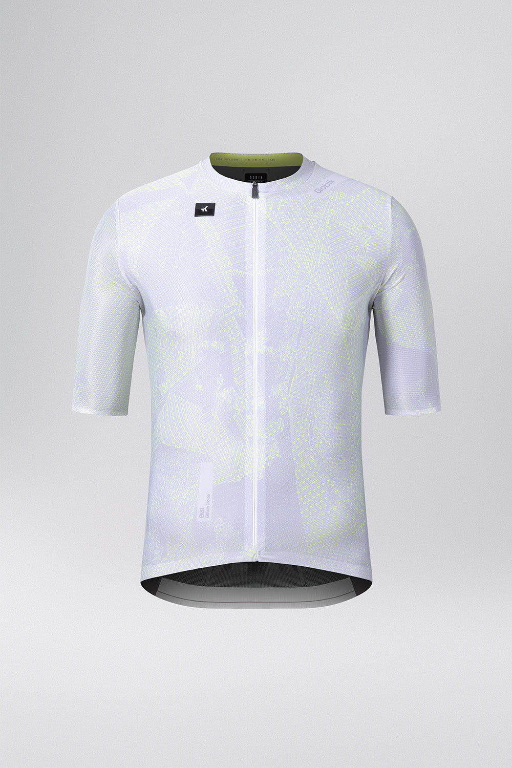 GOBIK Miami Attitude men's cycling jersey in silver with green pattern