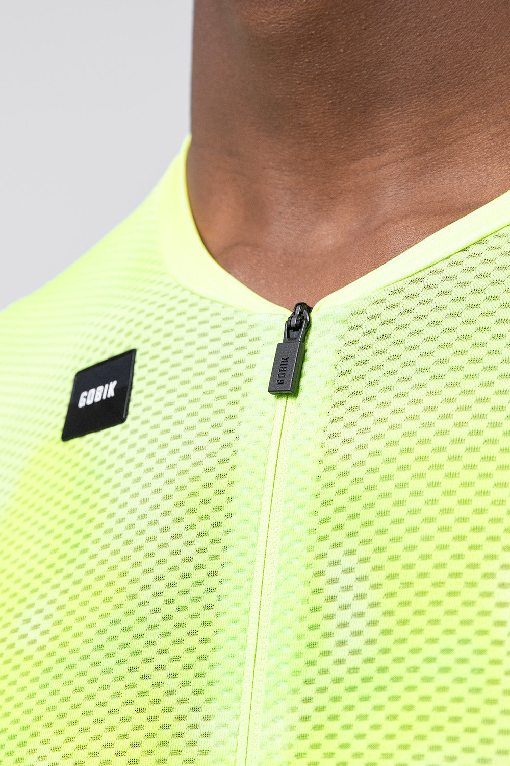 Gobik Carrera 3.0 cycling jersey in nuclear yellow with mesh fabric and zipper detail
