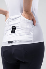 White Gobik Carrera 3.0 cycling jersey with textured fabric and black label detail