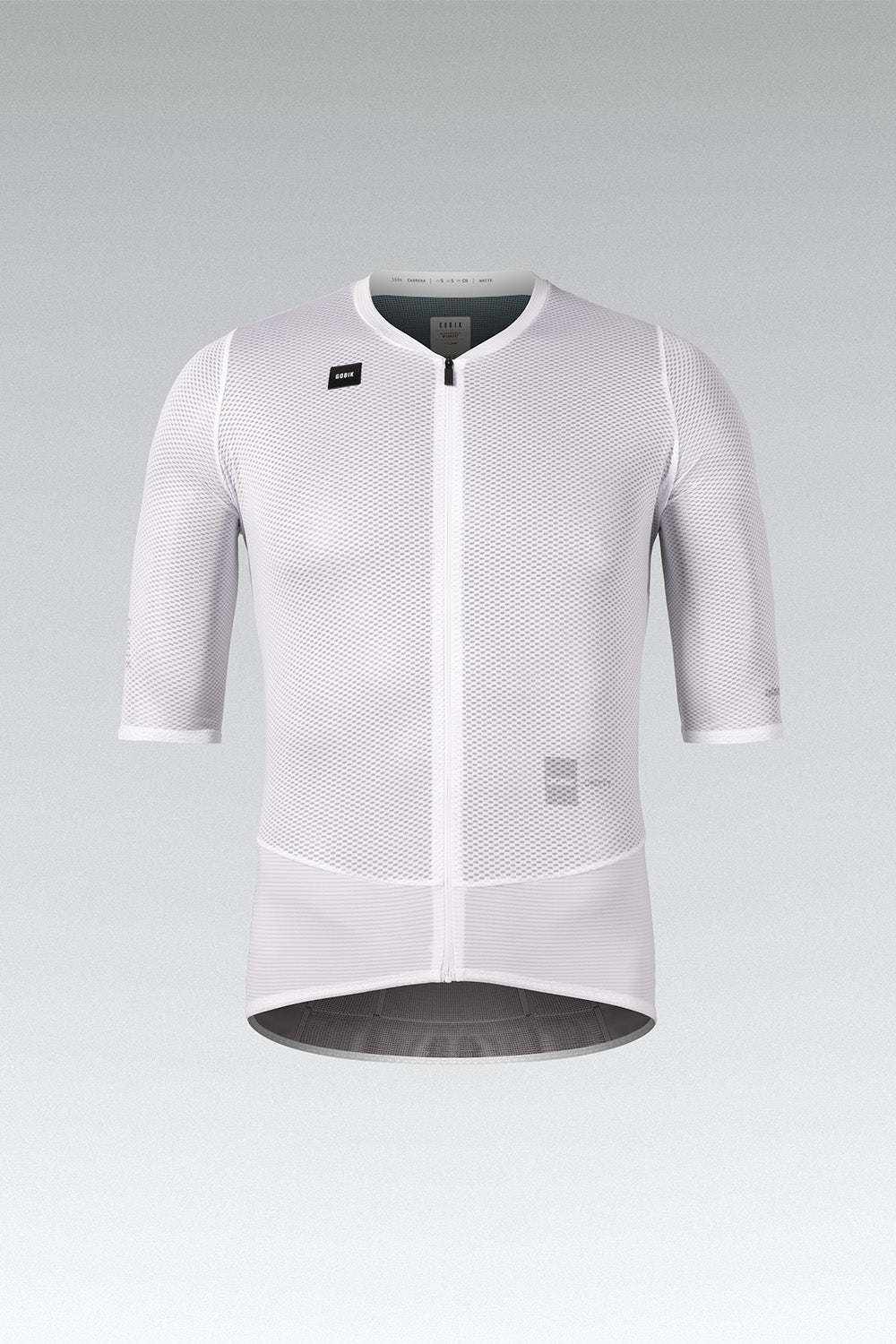 Gobik Carrera 3.0 white mesh cycling jersey with half zip and short sleeves