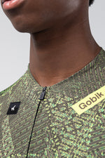 Gobik CX Pro cycling jersey in grid pattern with green digital camouflage design