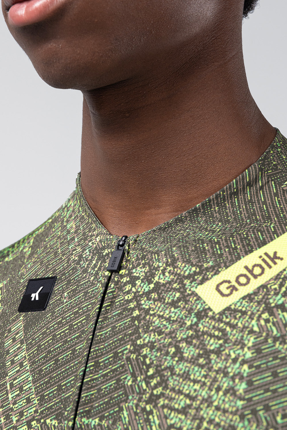 Gobik CX Pro 4.0 cycling jersey in Joint colorway with green speckled pattern