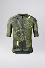 Gobik CX Pro 4.0 cycling jersey in green grid pattern with full zip