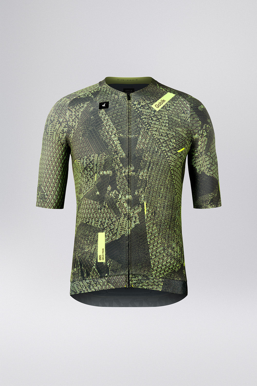 Gobik CX Pro 4.0 cycling jersey in green grid pattern with full zip