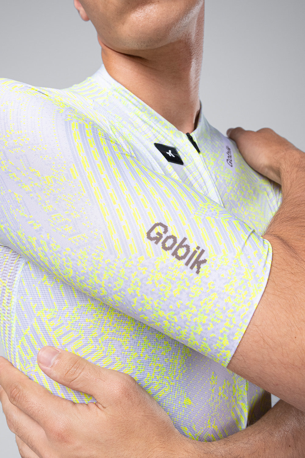 Gobik CX Pro cycling jersey in Hack colorway with yellow digital pattern