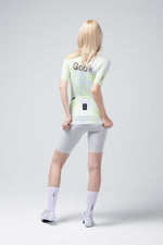 Gobik CX Pro Jersey in Amazonian colorway worn by model from behind