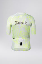 Gobik CX Pro cycling jersey in gray with neon green amazonian pattern
