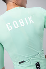 Back view of GOBIK CX Solid short sleeve cycling jersey in mint green