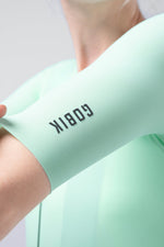 Gobik CX Solid cycling jersey in light mint green worn by model