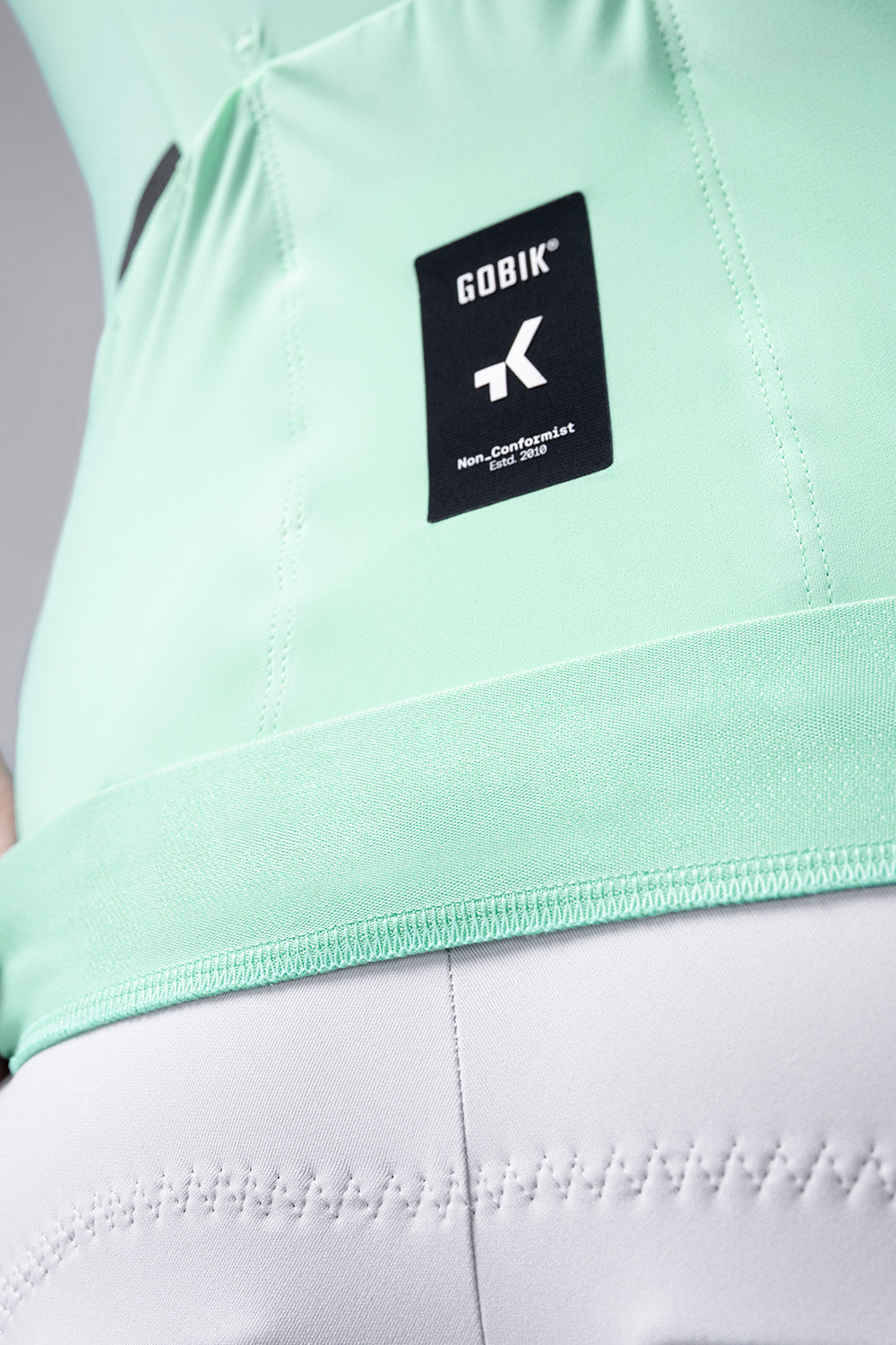Gobik CX Solid cycling jersey in light mint green with brand logo detail