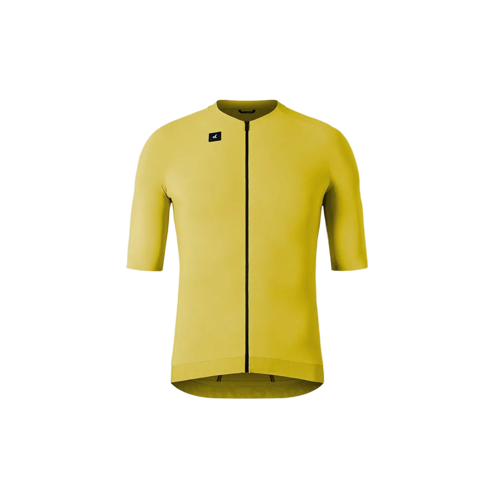 Gobik CX Solid short sleeve cycling jersey in bright yellow with full zip