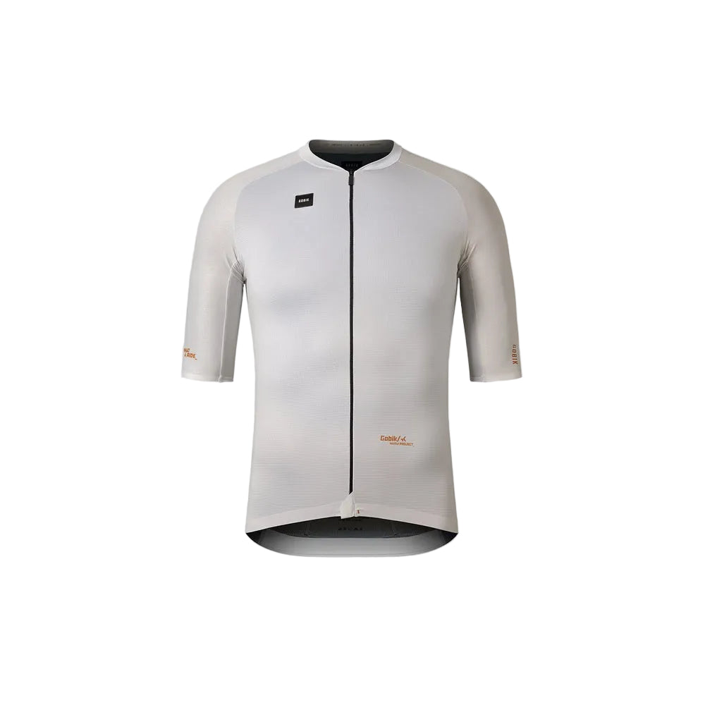 Gobik Infinity short sleeve cycling jersey in light gray with full zip