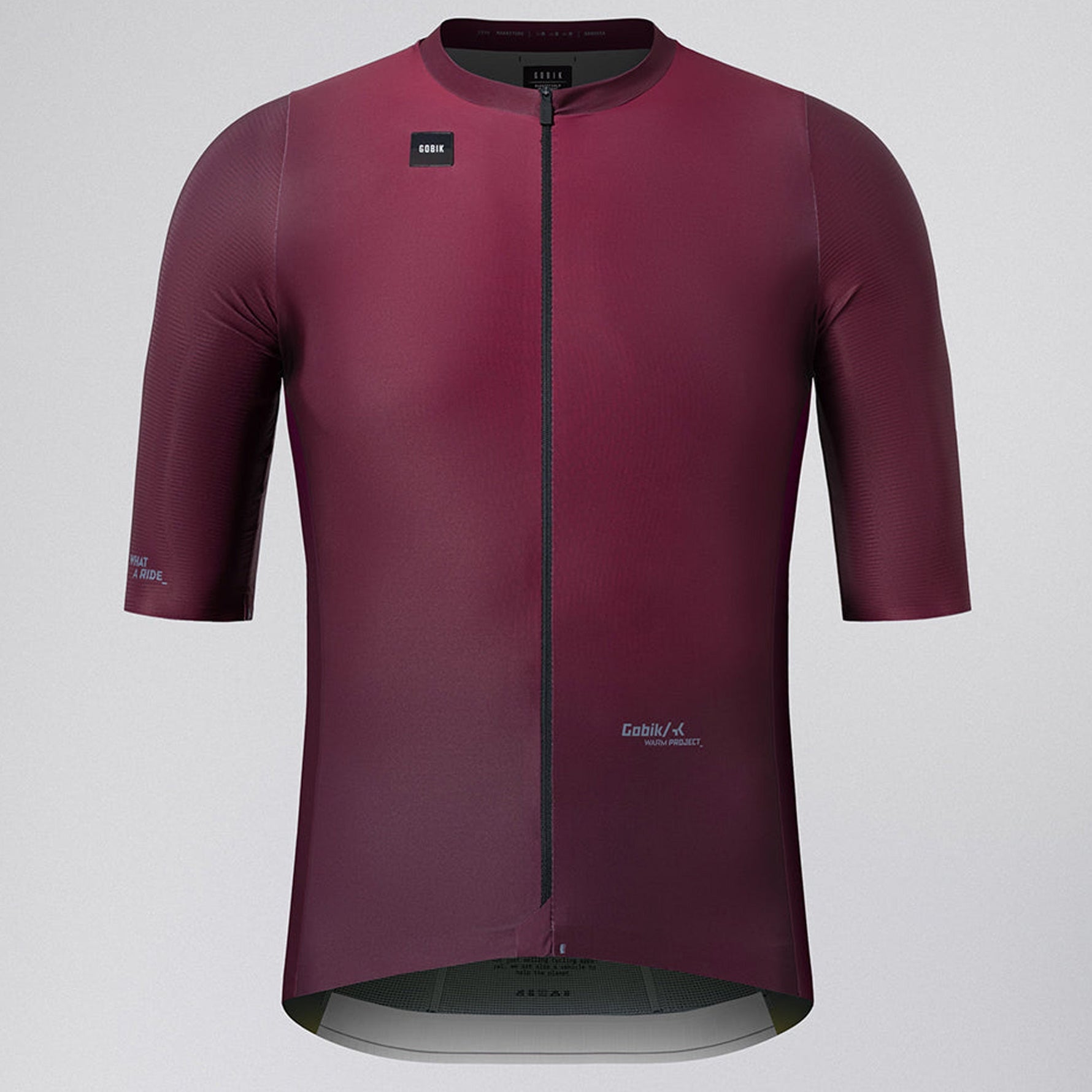 Gobik Magnitude men's cycling jersey in burgundy with full zip closure