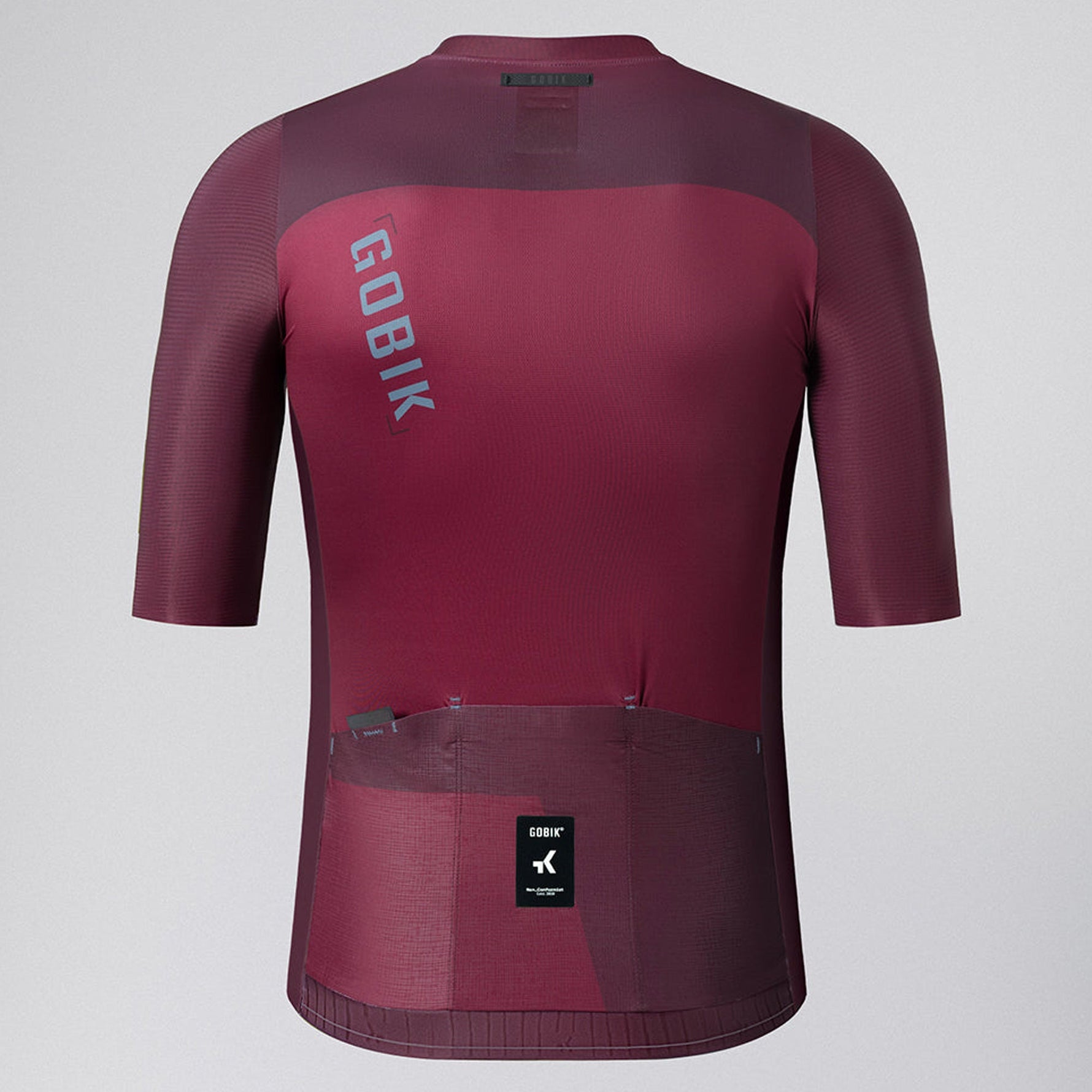 Gobik Magnitude men's cycling jersey in burgundy Barossa colorway with three rear pockets