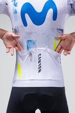 Gobik Nexflow cycling jersey in Movistar Team colorway with blue logo on white base