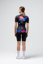 Gobik cycling jersey in FDJ SUEZ team colors, black base with sponsor logos