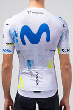 Gobik Odyssey cycling jersey in Movistar Team white colorway with blue logo