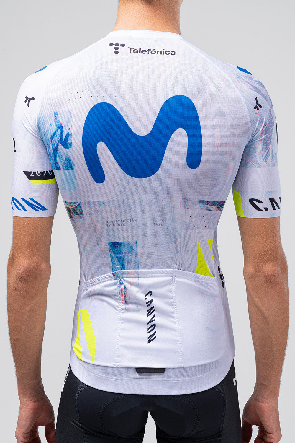 Gobik Odyssey cycling jersey in Movistar Team white colorway with blue logo