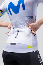 Gobik Odyssey jersey in Movistar Team design with white base and blue logo