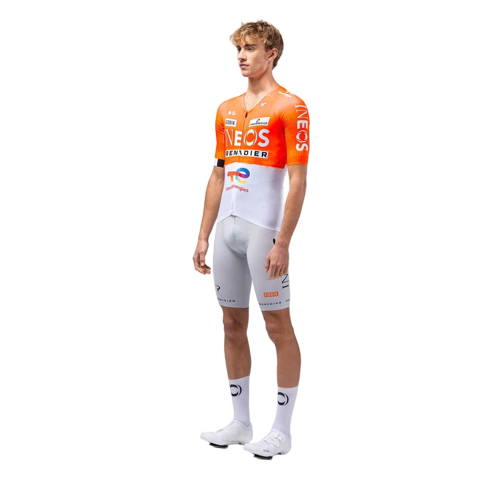 Gobik Reactive 2.0 cycling jersey in Ineos Grenadiers orange and white team colors
