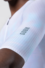 Gobik Reactive short sleeve cycling jersey in white iridescent Gossy colorway