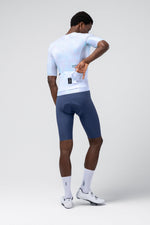 Gobik Reactive Short Sleeve Jersey in light blue gradient worn by cyclist