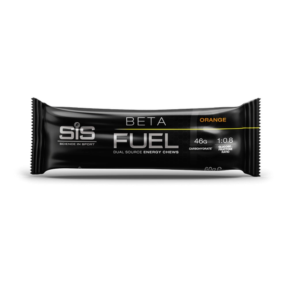 SIS Beta Fuel orange energy chews packet with black packaging