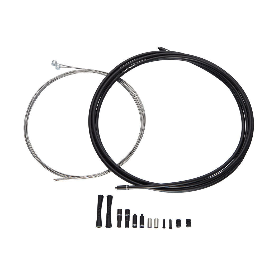 SRAM stainless steel MTB brake cable set with black housing and installation hardware