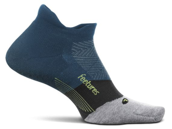 Feetures Elite Light Cushion Tab running sock in tech blue with gray toe