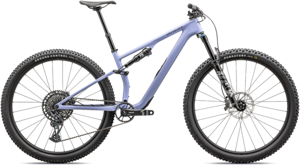 Specialized Epic 8 EVO Comp mountain bike in purple colorway on white background