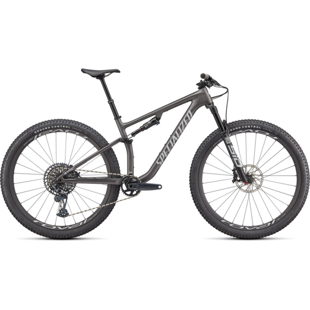 Specialized Epic EVO Expert mountain bike in satin smoke and dove grey colorway