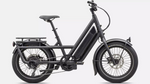 Specialized Haul ST electric cargo bike in satin obsidian with rear rack and fat tires
