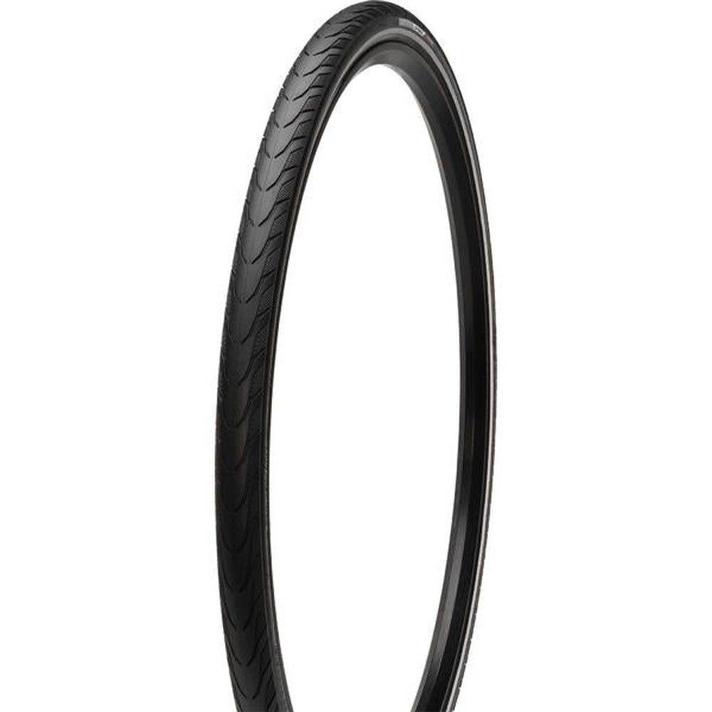 Black Specialized Nimbus 2 Sport bicycle tire with reflective sidewall against white background