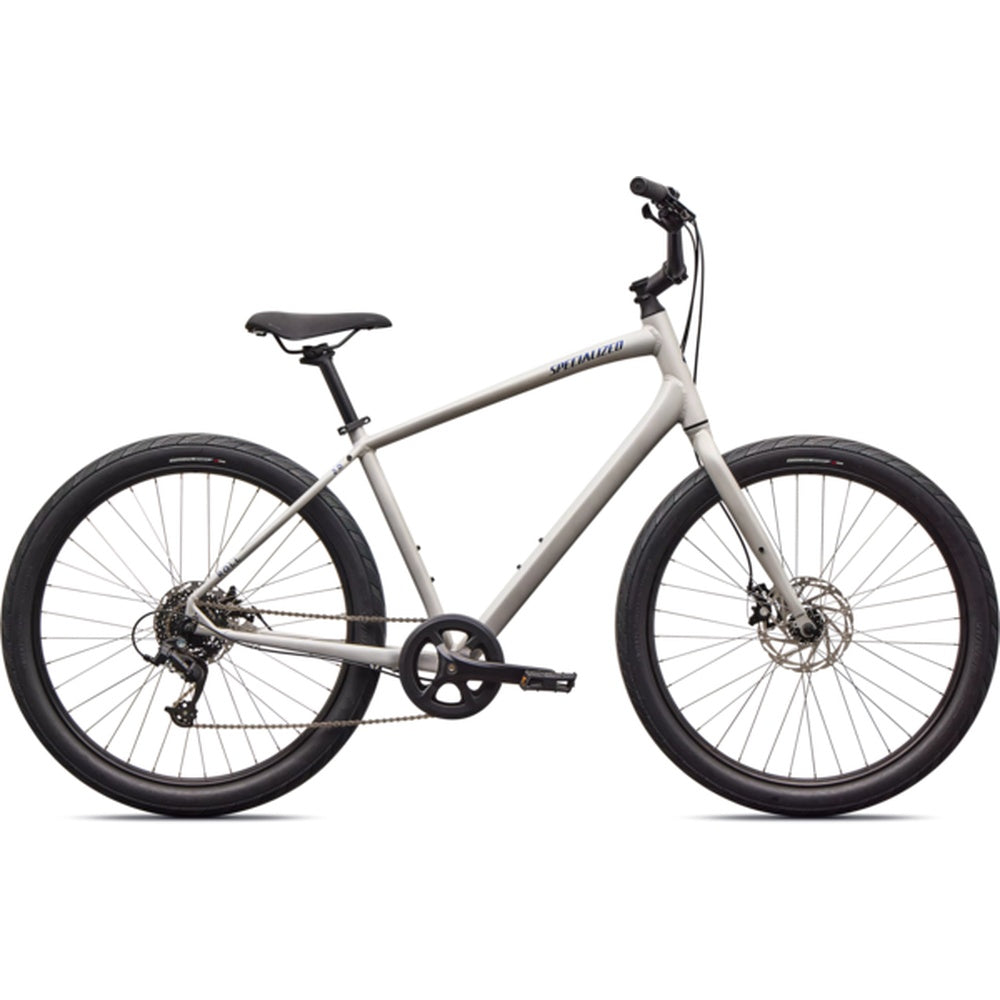Specialized Roll 2.0 hybrid bike in light gray with black components