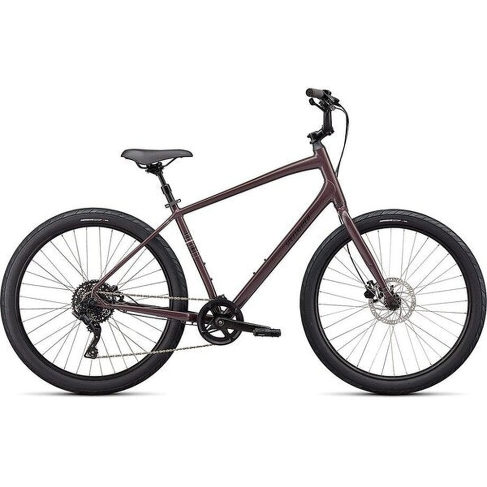 Specialized Roll 3.0 hybrid bike in satin redwood color with black components