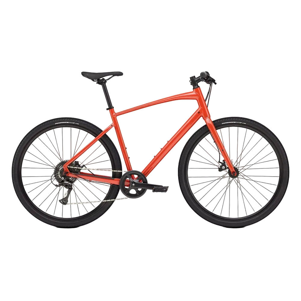 Specialized Sirrus X 1.0 hybrid bike in bright orange with black components