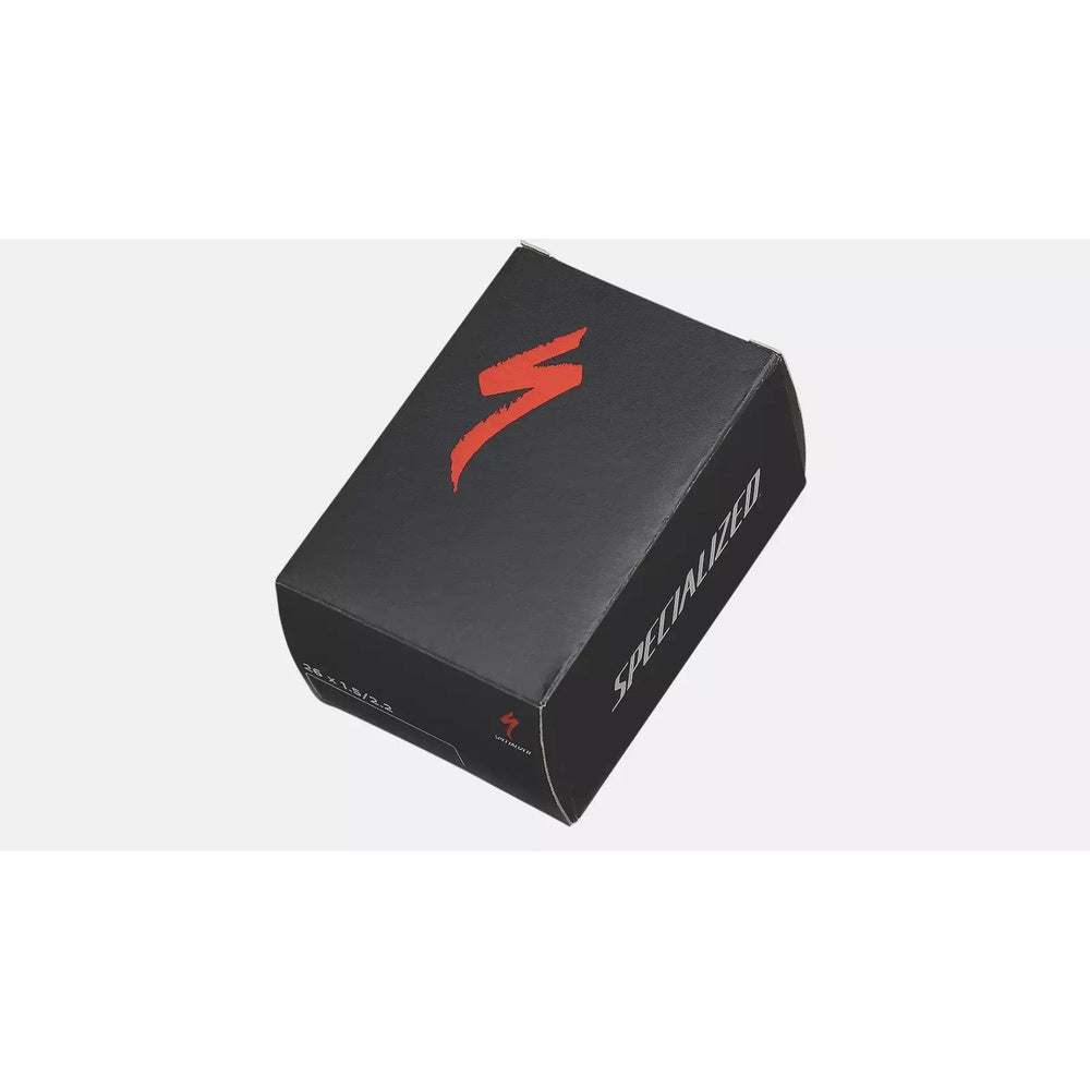 Specialized bicycle inner tube in black packaging with red logo